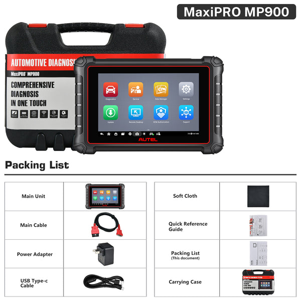 Autel MaxiPRO MP900 Diagnostic Scanner Packing List