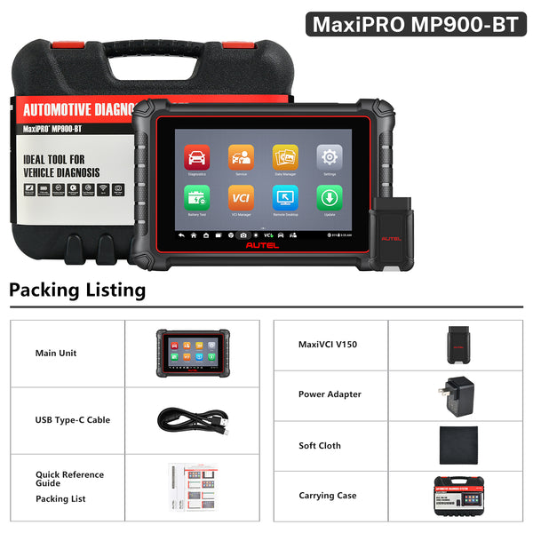 Autel MaxiPRO MP900BT MP900-BT OBD2 Scanner Packing List