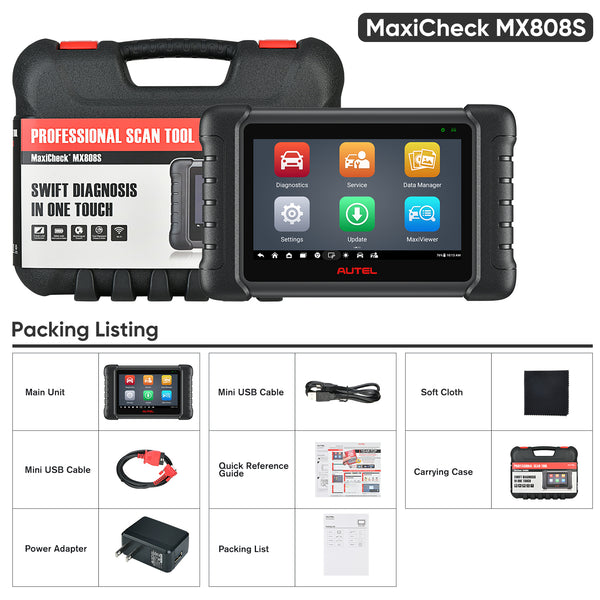 Autel MaxiCheck MX808S Diagnostic Bidirectional Scanner Package List