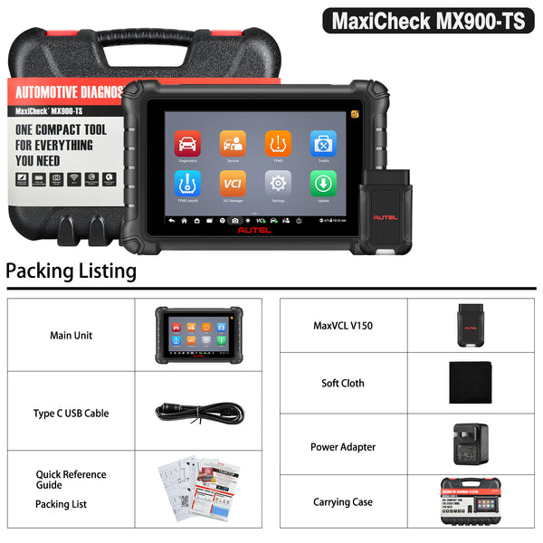 Autel MaxiCheck MX900-TS Diagnostic & TPMS Tool Packing List
