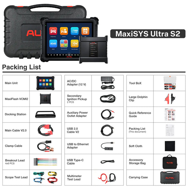 Autel Maxisys Ultra S2 Diagnostic Scanner Packing List