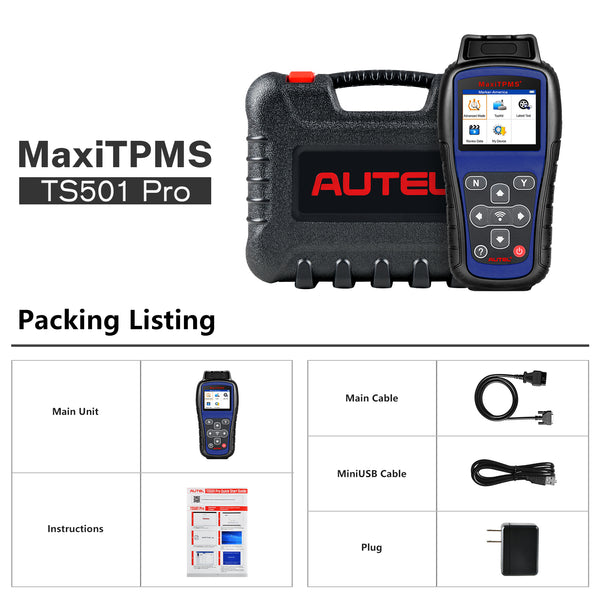 Autel MaxiTPMS TS501 PRO TPMS Programming Tool Package List, program autel mx sensors tpms sensor