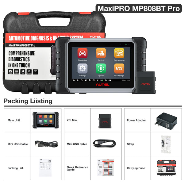 Autel Maxipro MP808BT Pro Packing List